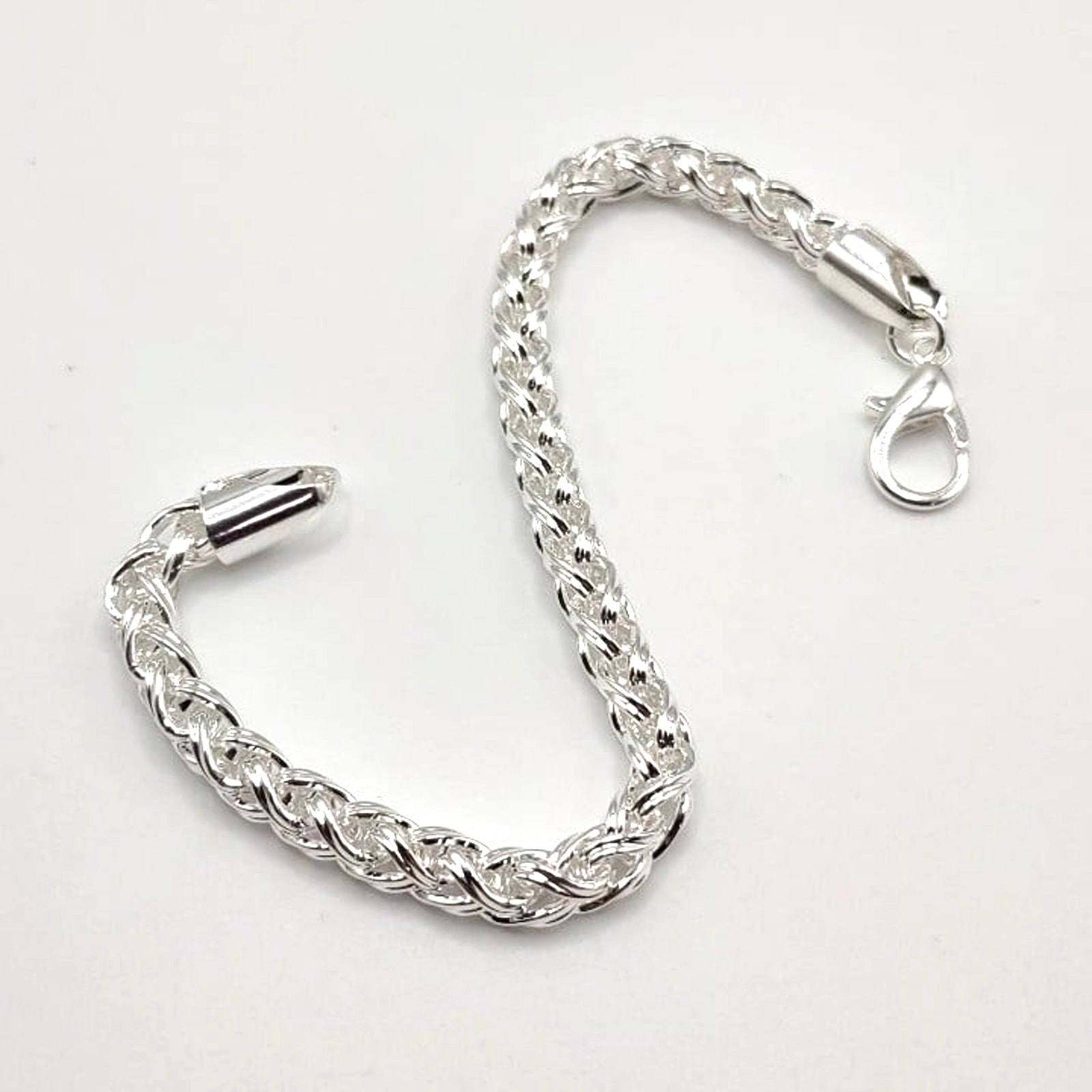 Silver Plated Bracelet Men's 6mm Braided Chain Birthday Valentine's Gift